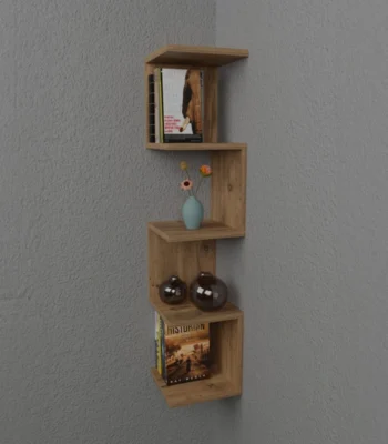 Ραφιέρα τοίχου Zigzag oak μελαμίνης 25x25x109εκ με μοντέρνο σχέδιο